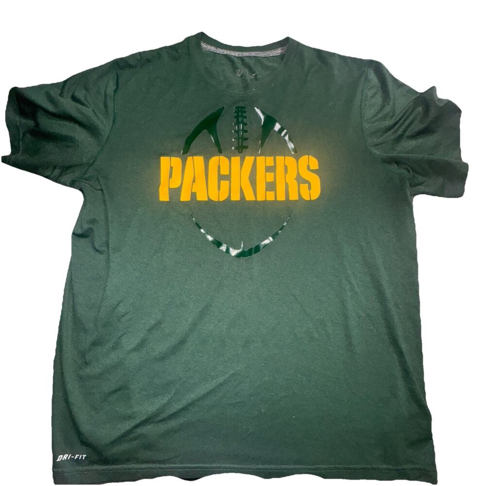 NFL Nike Green Bay Packers Green & Yellow Short Sleeve T Shirt Size 2XL (n1)